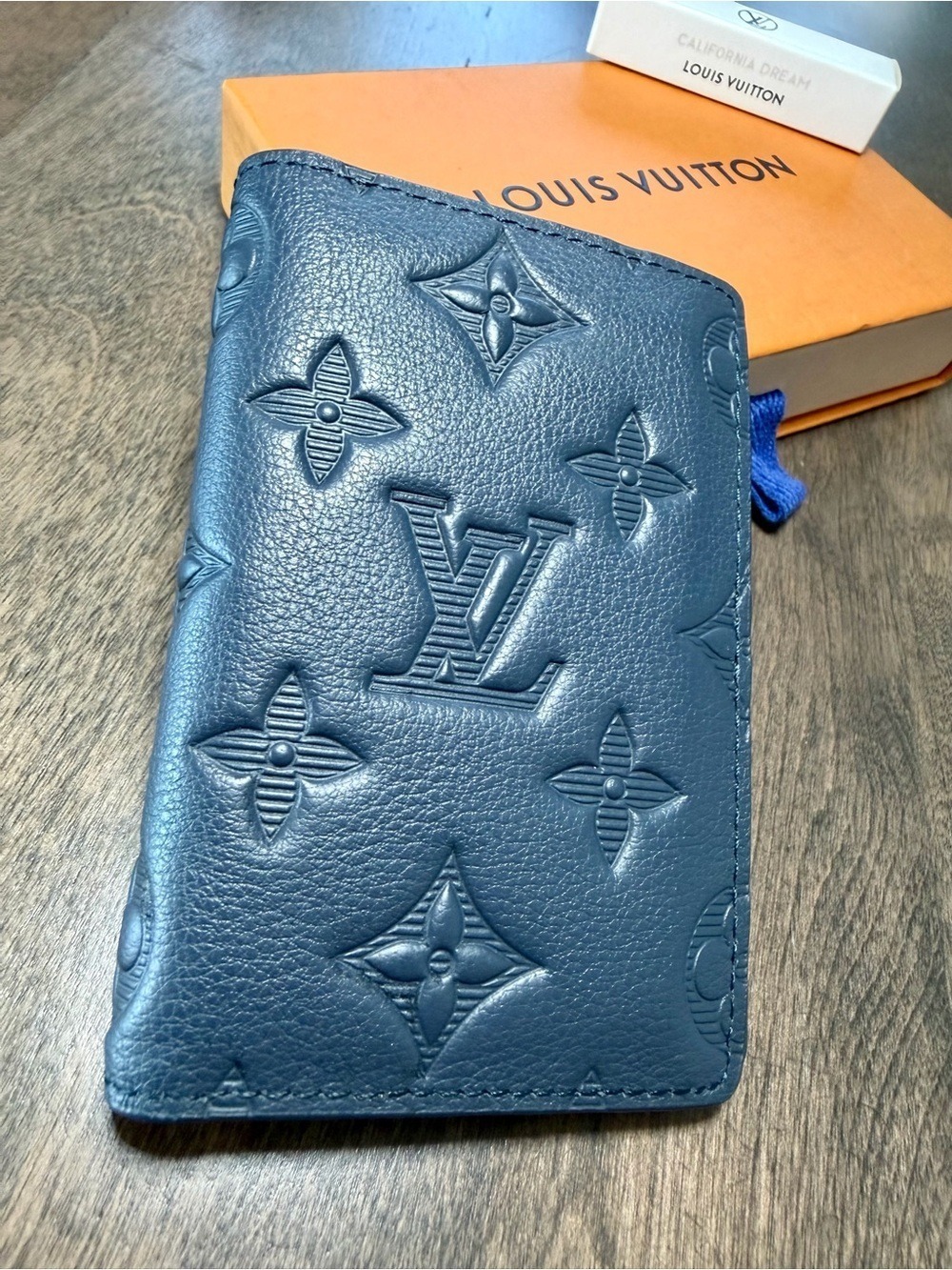 Louis Vuitton Embossed Monogram Blue Leather Pocket Organizer